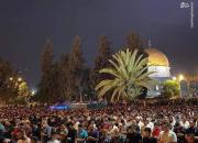 تظاهرات دیشب دهها هزار فلسطینی در صحن مسجدالاقصی+ فیلم