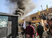 ورودی دوم سفارت آمریکا در بغداد نیز آتش گرفت