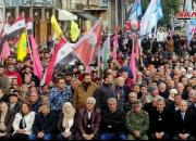 فیلم/ تشییع نمادین پیکرهای شهدای مقاومت در دمشق