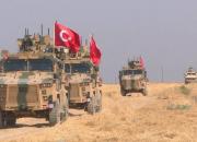 فرصت‌طلبی ترکیه از توافق آتش‌بس برای جبران شکست  تروریست ها/ ورود ۴۰۰ تانک، خودروی نظامی و نفربر به مناطق اشغالی شمال غرب سوریه + نقشه میدانی و عکس